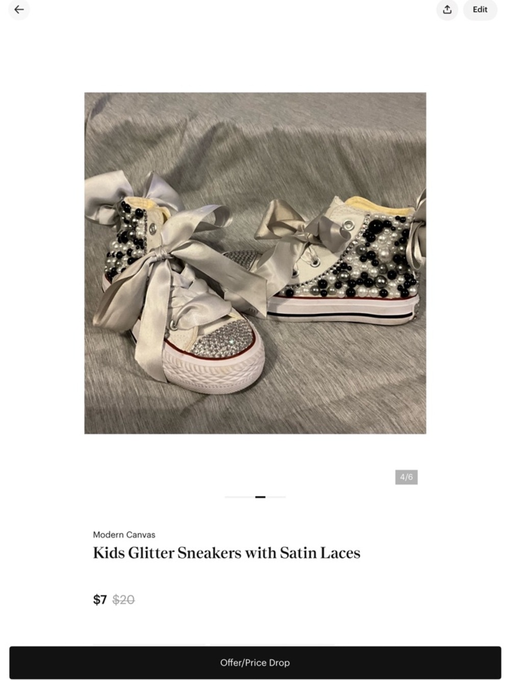 Bundle of 4 pair Kids Colorful Bead & Ribbon Sneakers